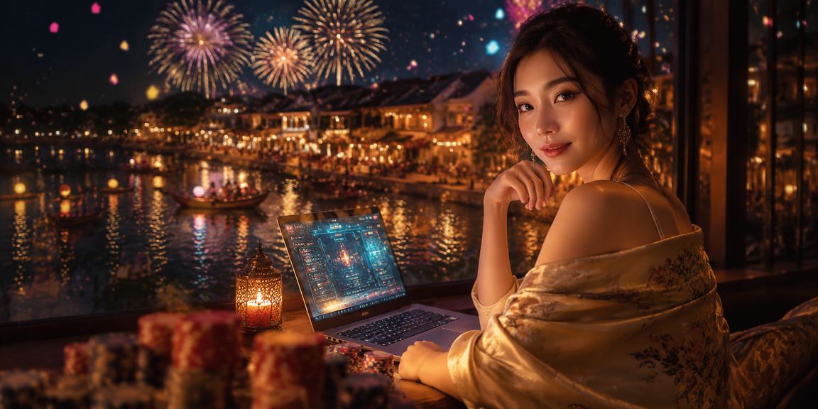 Người dùng tại phố cổ Hội An kiểm tra kết quả xổ số buổi chiều qua điện thoại tại quán cà phê